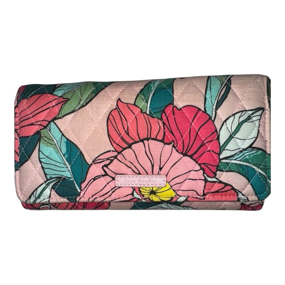 Vera Bradley Wristlet Wallet - Removable Strap + Zip-Around | Pink Floral - Picture 1 of 8